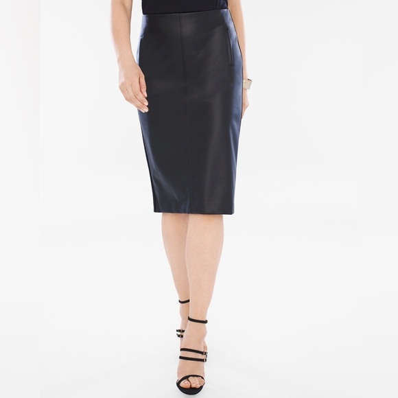 Black Faux Snakeskin Leather Pencil Skirt By Chico’s - Size 00 - Picture 1 of 7